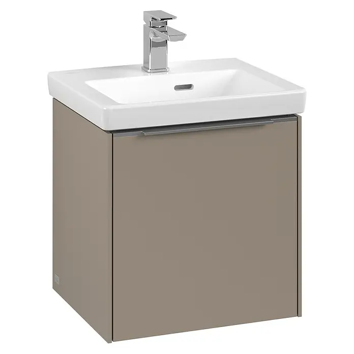 Villeroy & Boch Subway 3.0 Waschbeckenunterschrank - Taupe, Anzahl Türen: 1 Stk., Farbe Griff: Aluminium glänzend, B x T x H: 42,3 x 37,8 x 42,9 cm, DIN Anschlag: Links - Ein Waschbeckenunterschrank mit einem modernen Design und einer stilvollen Farbgebung. Ideal für jedes Badezimmer.