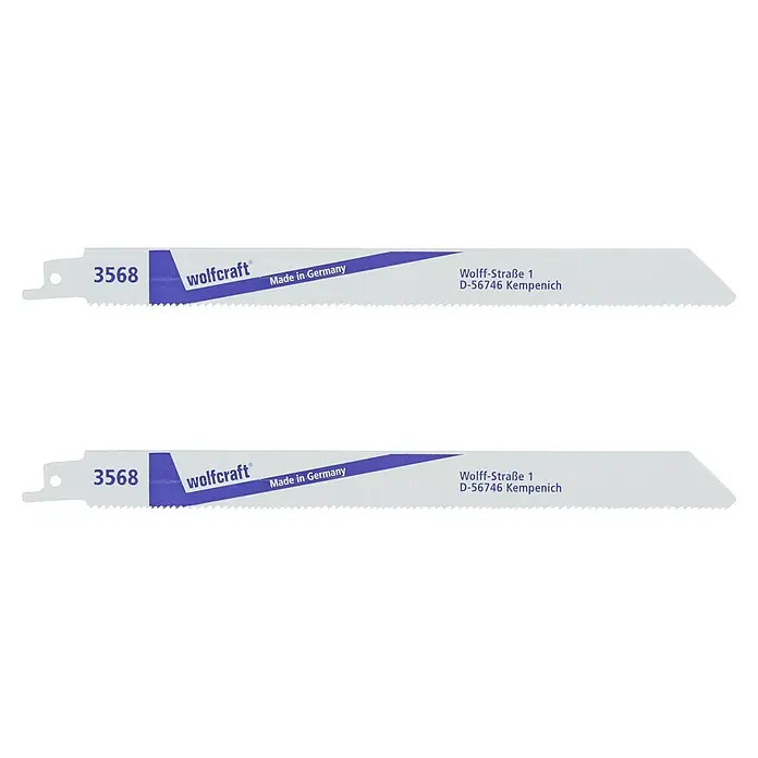 Wolfcraft Säbelsägeblatt - Kunststoff, Länge: 230 mm, 2 Stk. - Zwei Wolfcraft Säbelsägeblätter, Modell 3568, hergestellt in Deutschland.