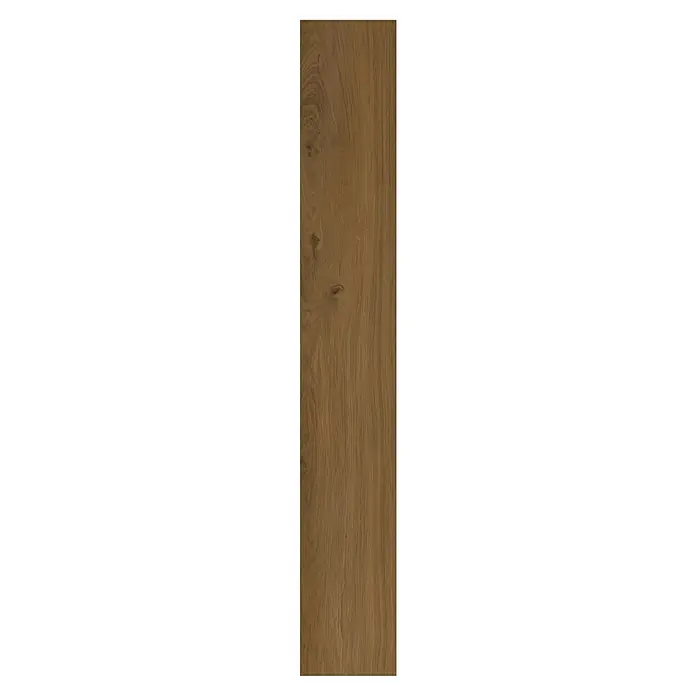 Vinylboden Rigid - Dark Walnut, Landhausdiele, 1.220 x 180 x 3,5 mm - Detailaufnahme eines eleganten, mittelbraunen Holzpaneels mit einer dezenten Maserung, ideal für moderne Interieurs.