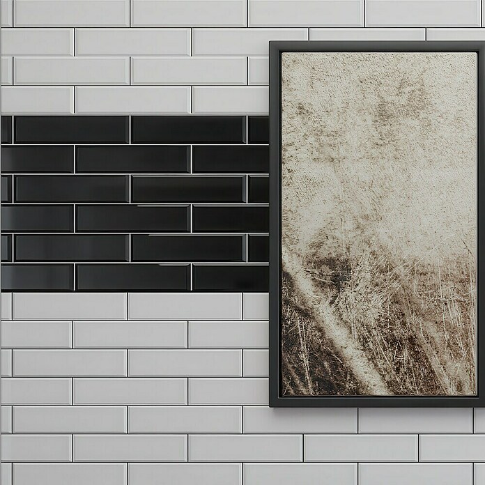 Modern Style Wandfliese Manhattan Biselado Blanco (7,5 x 30 cm, Weiß, Glänzend) | BAUHAUS