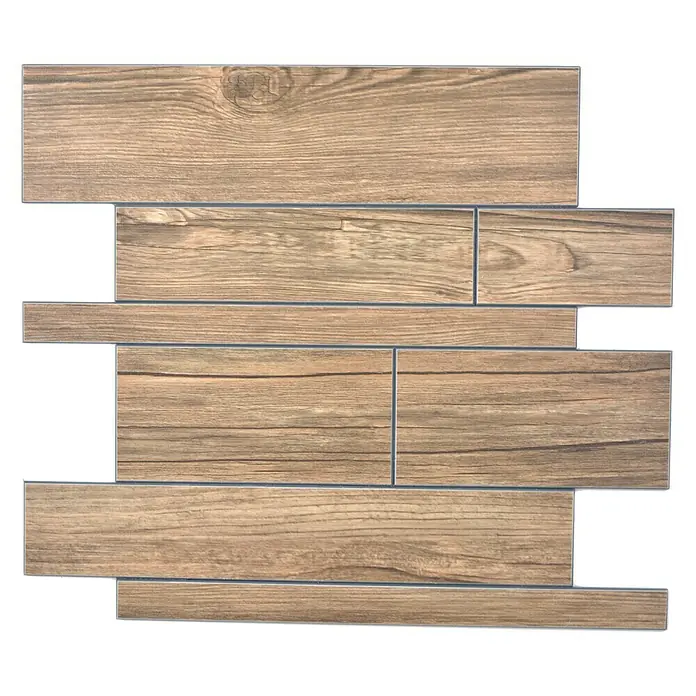 Selbstklebemosaik SAM 4GV56WBS - 30 x 30 cm, Braun, Matt - Holzfliesen in einem schönen Muster. Die Fliesen haben eine natürliche Holzoptik und sind ideal für Innenräume, die Wärme ausstrahlen sollen.