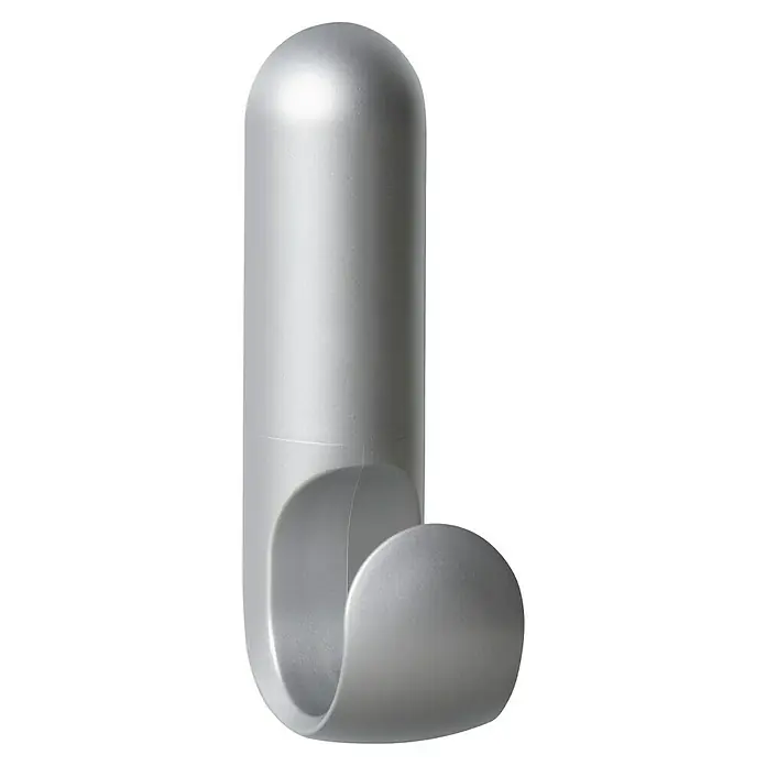 Inofix Colgador adhesivo Atlas - Cromo, 1 ud. - Colgador de pared plateado de metal, ideal para toallas o chaquetas, con un diseño redondeado y fácil instalación.