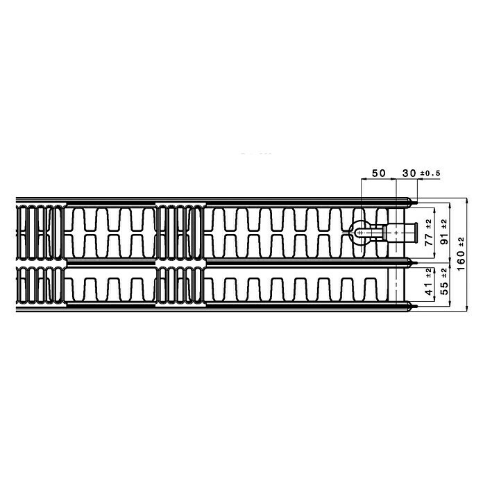 Universal-Flachheizkörper (B x H: 60 x 40 cm, 6-fach, Typ: 3K-33, 968 W)
