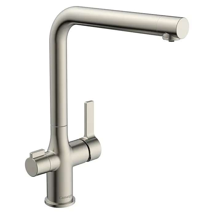 Camargue Spültischarmatur Blueperl - Edelstahl, Matt - Edle Küchenarmatur von Camargue in gebürstetem Nickel. Das moderne Design wertet jede Küche auf und sorgt für Komfort beim Spülen.