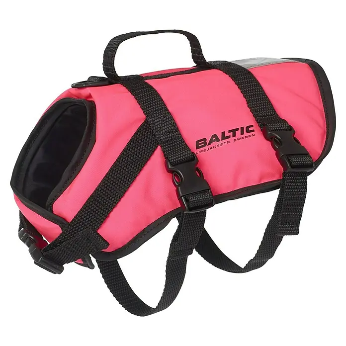 Schwimmweste Pluto für Hunde - XXL, 40 kg - 60 kg, Rosa, 50 N - Hundeschwimmweste in leuchtendem Pink mit schwarzen Gurten für sicheren Halt im Wasser. Perfekt für sicheres Schwimmen und Wassersport.