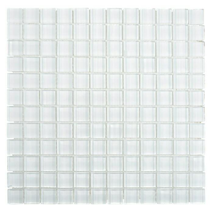 Mosaikfliese Quadrat Crystal XCM 8SE03 (30 x 30 cm, Weiß, Glänzend)