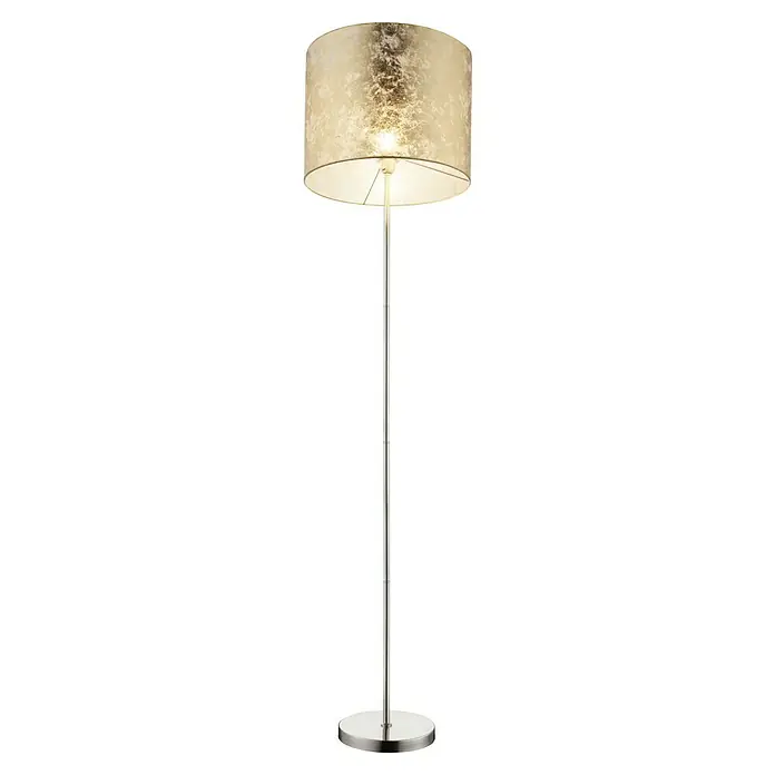 Globo Stehleuchte Amy I - Höhe: 160 cm, Gold - Stehleuchte mit goldenem Schirm und poliertem Chromgestell. Das Licht wird sanft gestreut, ideal für Wohn- oder Schlafzimmer.