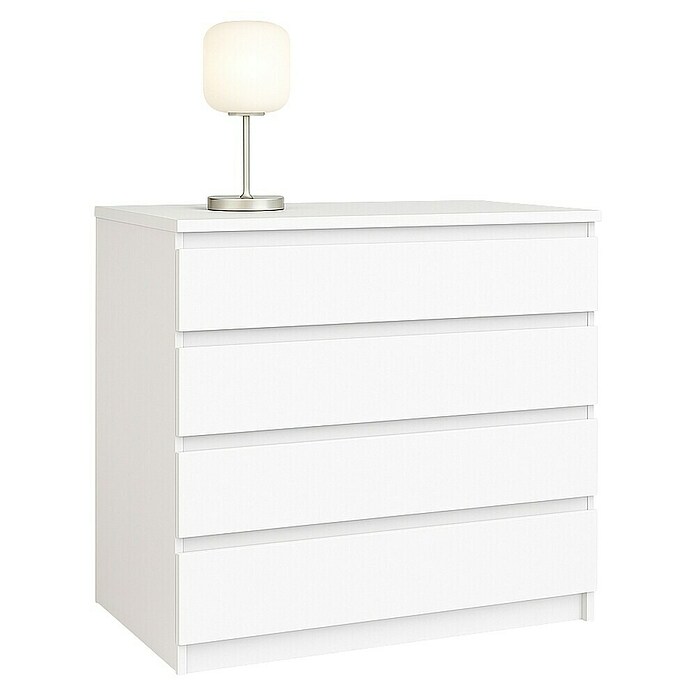 Cajonera montada (L x An x Al: 45 x 40 x 72 cm, Número de cajones: 4 ud., Blanco perlado, Frente en forma de J) | BAUHAUS