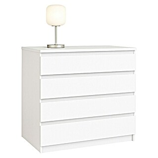 Cajonera montada (L x An x Al: 45 x 50 x 72 cm, Número de cajones: 4 ud., Blanco perlado, Frente en forma de J)