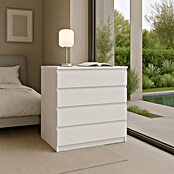 Cajonera montada (L x An x Al: 45 x 40 x 72 cm, Número de cajones: 4 ud., Blanco perlado, Frente en forma de J) | BAUHAUS