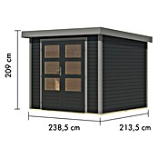 Karibu Gartenhaus Jupiter 3 C (Außenmaß inkl. Dachüberstand (B x T): 266 x 236,5 cm, Holz, Anthrazit/Grau) | BAUHAUS