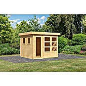 Karibu Gartenhaus Lahar (Außenmaß inkl. Dachüberstand (B x T): 266 x 262 cm, Holz, Naturbelassen, Ohne Seitendach) | BAUHAUS