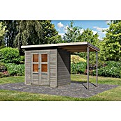 Karibu Gartenhaus Merseburg 3 (Außenmaß inkl. Dachüberstand (B x T): 390 x 175 cm, Holz, Vorvergraut, Mit Seitendach) | BAUHAUS