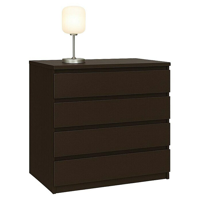 Cajonera montada (L x An x Al: 45 x 80 x 72 cm, Número de cajones: 4 ud., Wengué, Frente en forma de J) | BAUHAUS