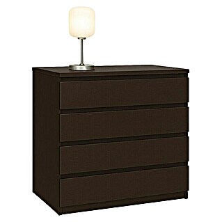Cajonera montada (L x An x Al: 45 x 50 x 72 cm, Número de cajones: 4 ud., Wengué, Frente en forma de J)