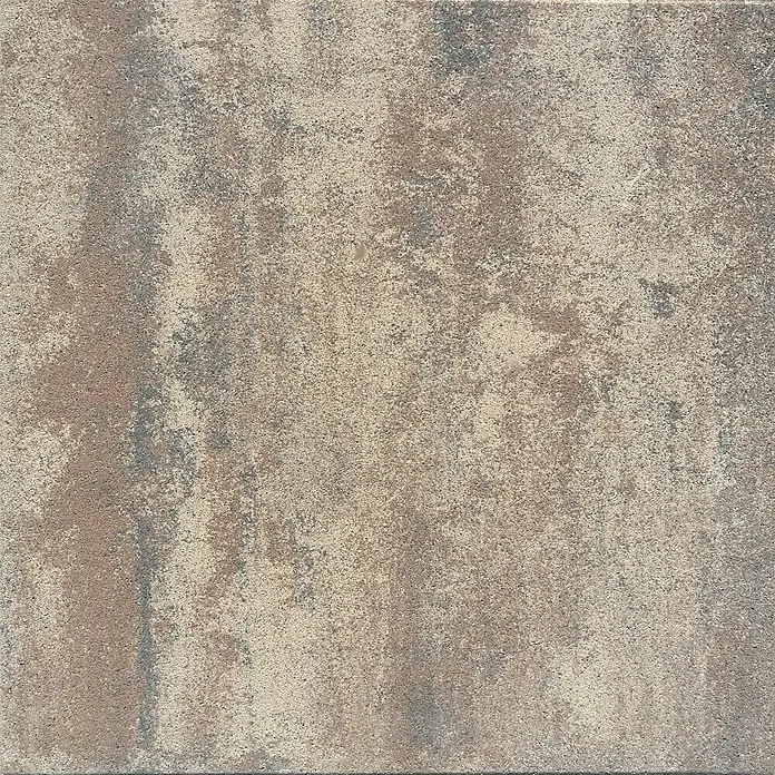 Terrassenplatte Saturn - 50 x 50 x 4 cm, Mediterran, Beton - Nahaufnahme eines Pflastersteins mit einer Mischung aus Beige-, Braun- und Grautönen für den Außenbereich.