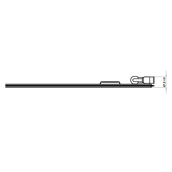 Flachheizkörper - B x H: 800 x 300 mm, Wärmeleistung bei Vorlauftemperatur von 75 °C (D: 50): 265 W, Typ Heizkörper: 10 - Abbildung eines Stecksatzes mit den Maßen 47,5 ± 2, die für eine präzise Montage und elektrische Verbindung sorgen.