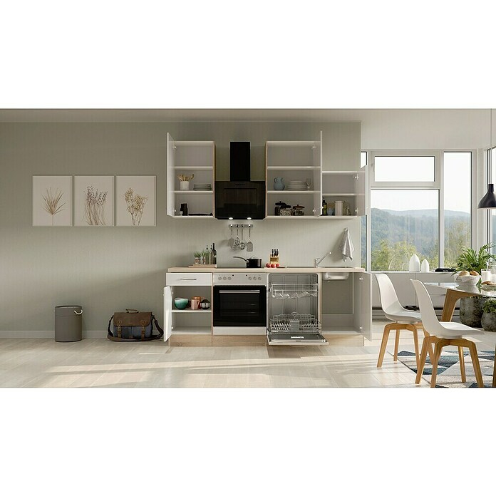 Flex-Well Valero Küchenzeile Typ 4 (Breite: 220 cm, Weiß, Mit Elektrogeräten) | BAUHAUS