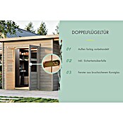 Karibu Gartenhaus (Außenmaß inkl. Dachüberstand (B x T): 240 x 175 cm, Holz, Vorvergraut, Ohne Seitendach) | BAUHAUS