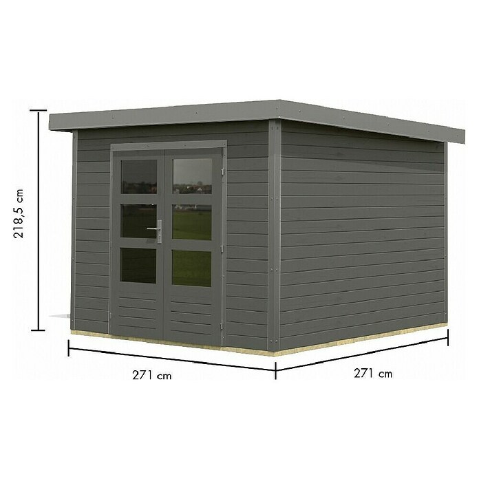 Karibu Gartenhaus Pluto 6 B (Außenmaß inkl. Dachüberstand (B x T): 309 x 292,4 cm, Holz, Terragrau/Grau) | BAUHAUS