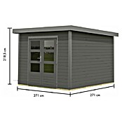 Karibu Gartenhaus Pluto 6 B (Außenmaß inkl. Dachüberstand (B x T): 309 x 292,4 cm, Holz, Terragrau/Grau) | BAUHAUS