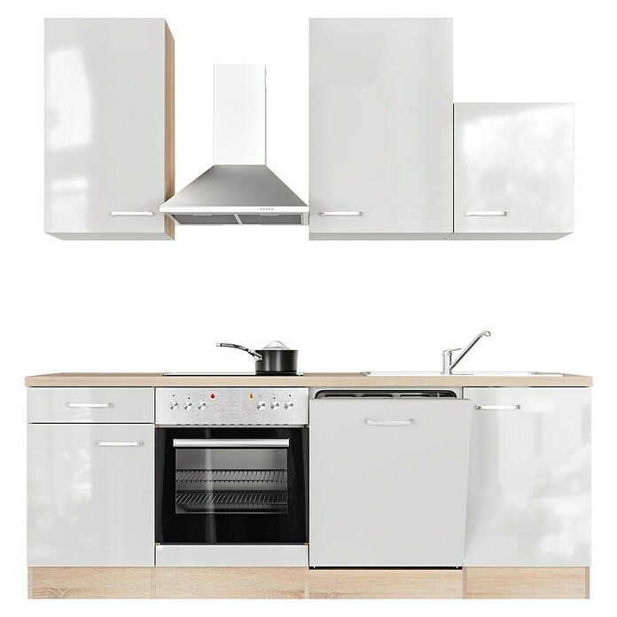 Flex-Well Valero Küchenzeile Typ 1 (Breite: 220 cm, Höhe: 234 cm, Weiß, Mit Elektrogeräten) | BAUHAUS