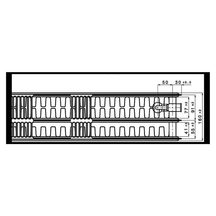 Universal-Planheizkörper (B x H: 100 x 60 cm, 6-fach, Typ: 3K-33, 2.440 W)