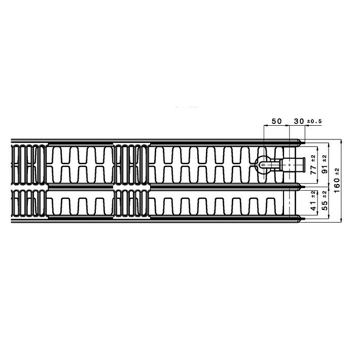 Universal-Planheizkörper (B x H: 100 x 60 cm, 6-fach, Typ: 3K-33, 2.440 W)