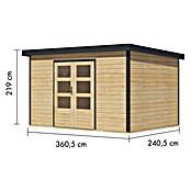 Karibu Gartenhaus Pluto 7 A (Außenmaß inkl. Dachüberstand (B x T): 390 x 273 cm, Holz, Naturbelassen/Anthrazit) | BAUHAUS