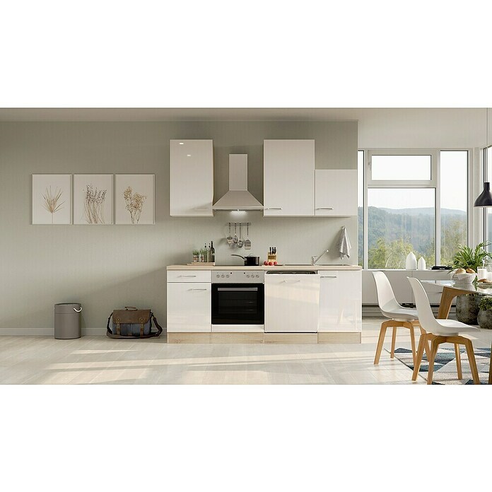 Flex-Well Valero Küchenzeile Typ 1 (Breite: 220 cm, Höhe: 234 cm, Weiß, Mit Elektrogeräten) | BAUHAUS