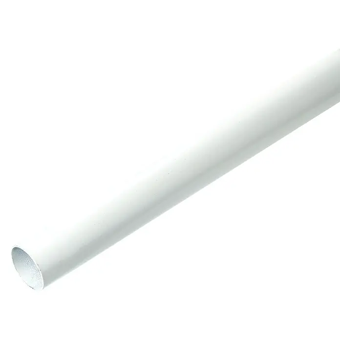 Kleiderstange - Ø x L: 18 x 600 mm - Ein schlanker, weißer Kunststoff-Rohrabschnitt vor schwarzem Hintergrund, ideal für Bauprojekte und Installationen.