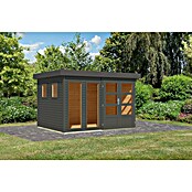 Karibu Gartenhaus Lahar 5 (Außenmaß inkl. Dachüberstand (B x T): 330 x 262 cm, Holz, Terragrau, Ohne Seitendach) | BAUHAUS