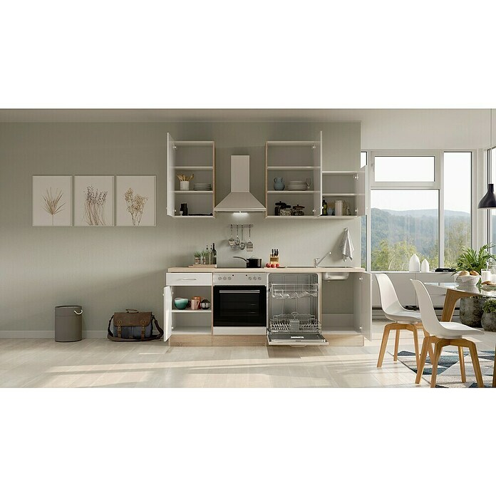 Flex-Well Valero Küchenzeile Typ 1 (Breite: 220 cm, Höhe: 234 cm, Weiß, Mit Elektrogeräten) | BAUHAUS