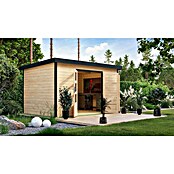 Karibu Gartenhaus Pluto 7 A (Außenmaß inkl. Dachüberstand (B x T): 390 x 273 cm, Holz, Naturbelassen/Anthrazit) | BAUHAUS
