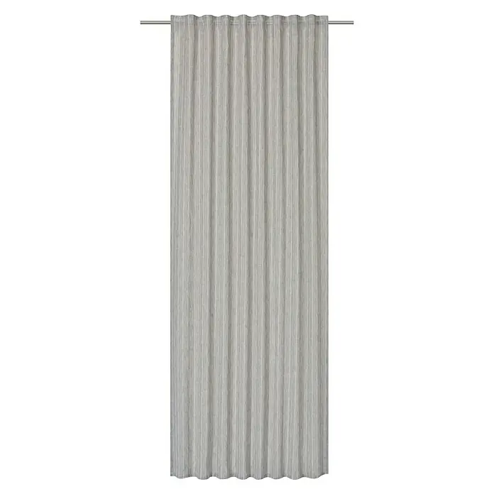 Elbersdrucke Schlaufenschal Melody - B x H: 140 x 255 cm, 100 % Polyester, Grau - Dieser Vorhang bietet einen eleganten Look mit seinem neutralen Farbton und den subtilen vertikalen Streifen. Ideal, um jedem Raum Helligkeit und Privatsphäre zu verleihen.