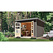 Karibu Gartenhaus Pluto 6 B (Außenmaß inkl. Dachüberstand (B x T): 309 x 292,4 cm, Holz, Terragrau/Grau) | BAUHAUS
