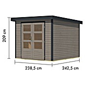 Karibu Gartenhaus Jupiter 3,5 D (Außenmaß inkl. Dachüberstand (B x T): 266 x 266,5 cm, Holz, Wassergrau/Anthrazit) | BAUHAUS