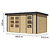 Karibu Gartenhaus Merkur A (Außenmaß inkl. Dachüberstand (B x T): 431,5 x 235 cm, Holz, Naturbelassen/Anthrazit) | BAUHAUS