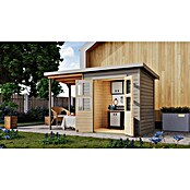 Karibu Gartenhaus Merseburg 3 (Außenmaß inkl. Dachüberstand (B x T): 390 x 175 cm, Holz, Vorvergraut, Mit Seitendach) | BAUHAUS