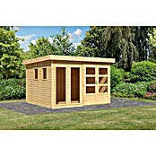 Karibu Gartenhaus Lahar 6 (Außenmaß inkl. Dachüberstand (B x T): 334 x 331 cm, Holz, Naturbelassen, Ohne Seitendach) | BAUHAUS