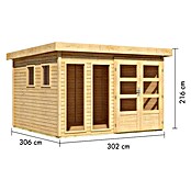 Karibu Gartenhaus Lahar 6 (Außenmaß inkl. Dachüberstand (B x T): 334 x 331 cm, Holz, Naturbelassen, Ohne Seitendach) | BAUHAUS