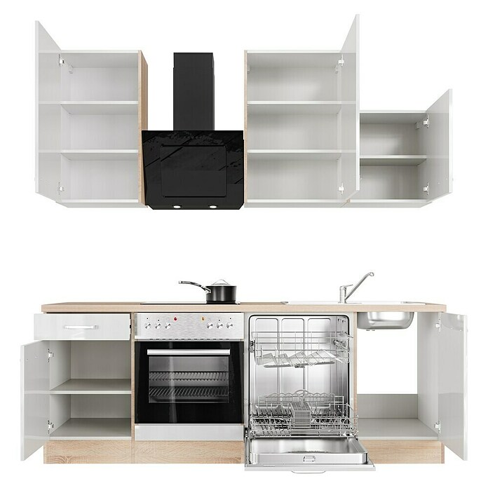 Flex-Well Valero Küchenzeile Typ 4 (Breite: 220 cm, Weiß, Mit Elektrogeräten) | BAUHAUS