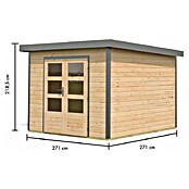 Karibu Gartenhaus Pluto 6 A (Außenmaß inkl. Dachüberstand (B x T): 309 x 292,4 cm, Holz, Naturbelassen/Grau) | BAUHAUS