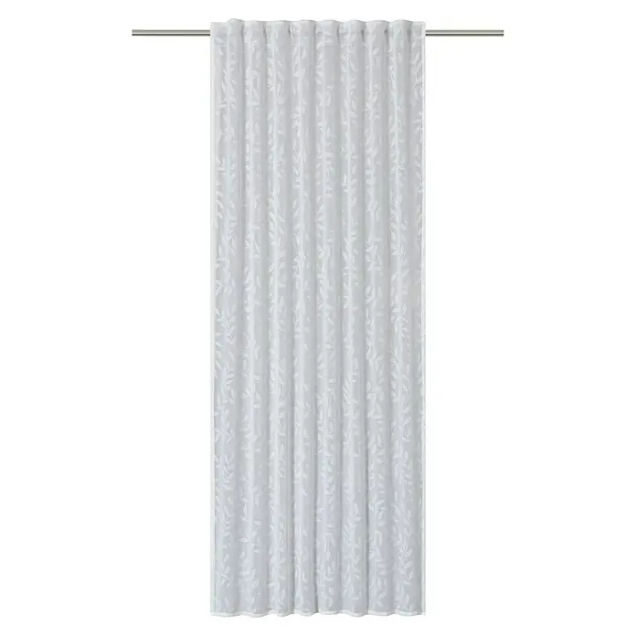 Elbersdrucke Schlaufenschal Willow - B x H: 140 x 255 cm, 100 % Polyester, Weiß - Elegante, durchscheinende Gardine in Weiß mit einem subtilen Blattmuster, die Licht sanft filtert und jedem Raum eine luftige Atmosphäre verleiht.