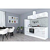 Respekta Premium Composición de cocina (Ancho: 240 cm, Con dispositivos eléctricos, Blanco de alto brillo)