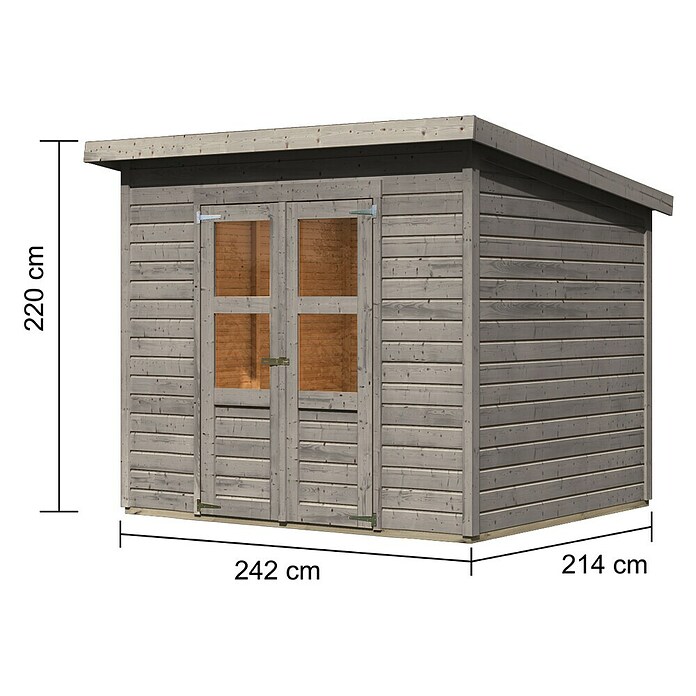 Karibu Gartenhaus Merseburg 5 (Außenmaß inkl. Dachüberstand (B x T): 265 x 236 cm, Holz, Vorvergraut, Ohne Seitendach) | BAUHAUS