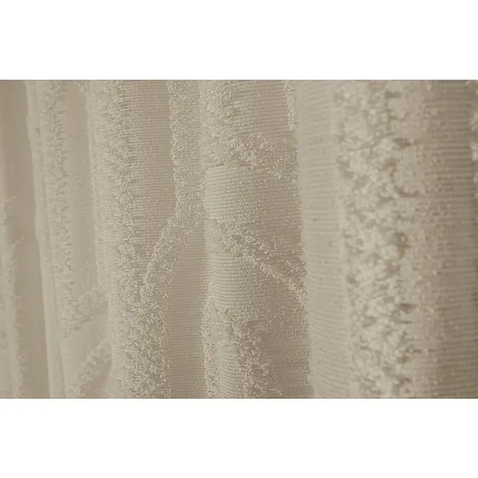 Elbersdrucke Schlaufenbandschal Ojala - B x H: 140 x 255 cm, 100 % Polyester, Beige - Nahaufnahme eines strukturierten, elfenbeinfarbenen Handtuchs, das weiche Textur und subtile Muster für luxuriösen Komfort und Stil bietet.
