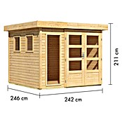 Karibu Gartenhaus Lahar (Außenmaß inkl. Dachüberstand (B x T): 266 x 262 cm, Holz, Naturbelassen, Ohne Seitendach) | BAUHAUS