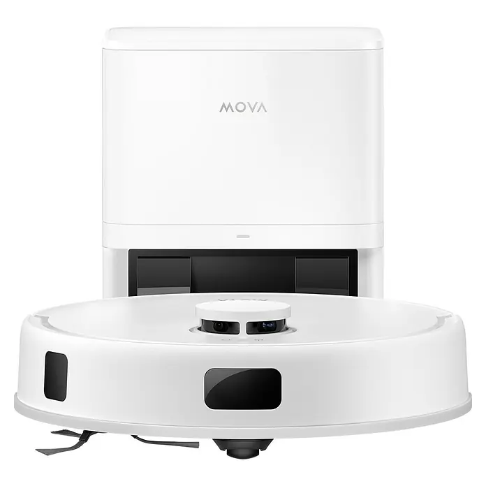 Mova Saugwischroboter E20 Plus - Saugkraft: 5.000 Pa, Akkulaufzeit: 260 min, Fassungsvermögen Roboter: 330 ml - Weißer MOVA-Saugroboter mit Ladestation. Moderner Staubsauger für die automatische Reinigung von Wohnungen.
