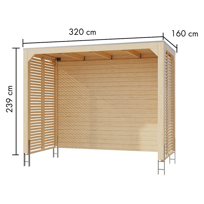 Karibu Grillpavillon (B x T: 320 x 160 cm, Farbe Gestell: Naturbraun, Holz) | BAUHAUS
